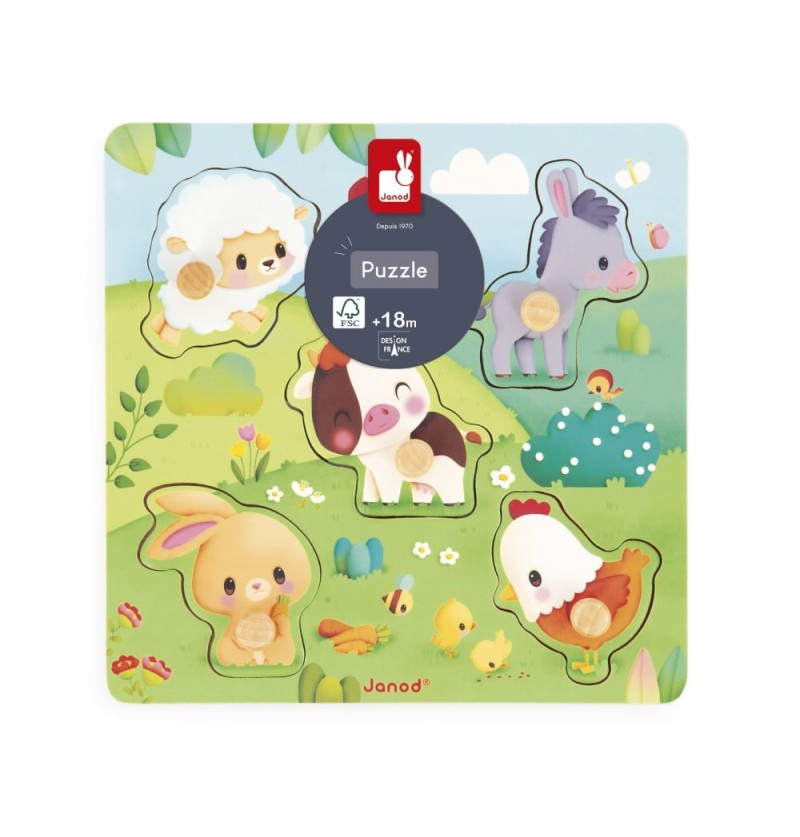 PUZZLE TACTILE FERME 5 PIECES